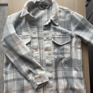 George Gray and Cream Plaid Button Down Shaket